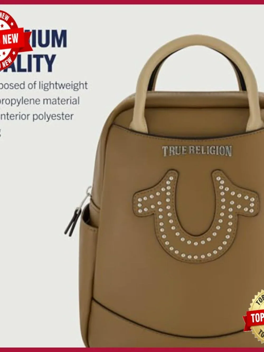 Mini Backpack Studded Horseshoe Logo Small Travel Bag Purse Adjustable Straps